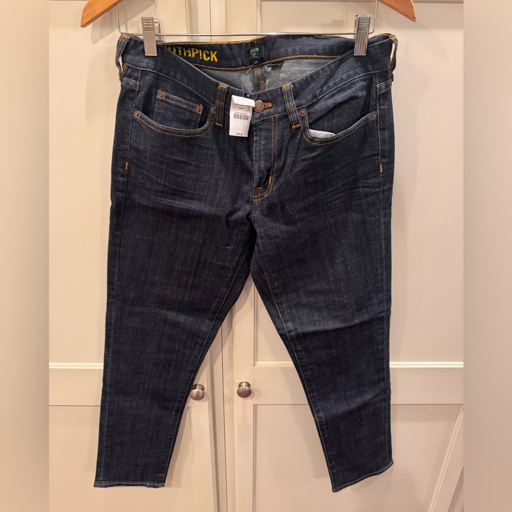 J. Crew toothpick Stretch Denim Jeans in Deep Blue